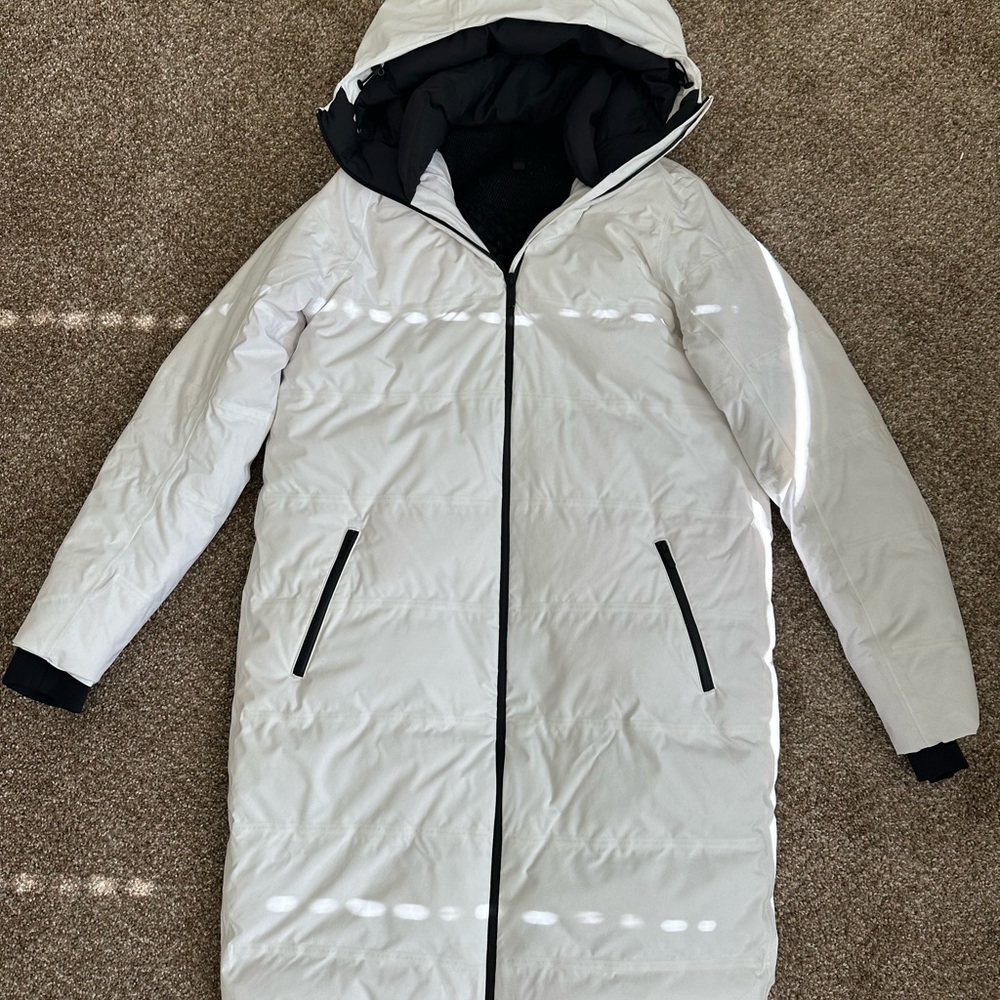 Lululemon Athletica White Puffer Jacket with Black Accents